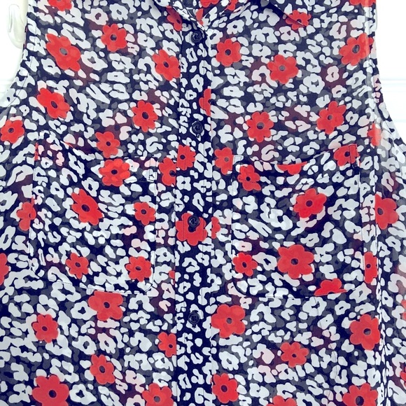 BANANA REPUBLIC Orange Floral Sheer Blouse Size S - Picture 2 of 7